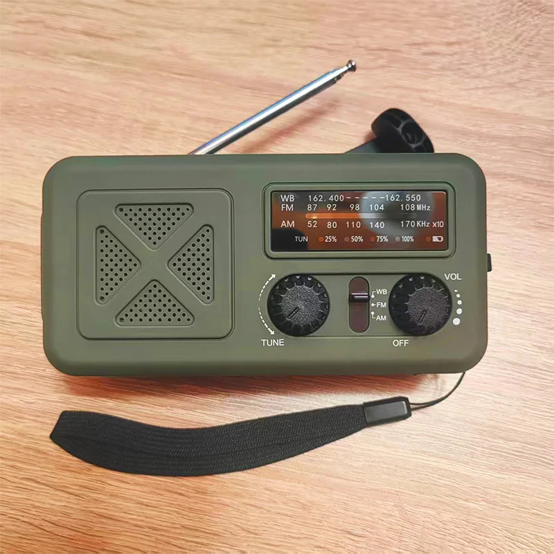 Emergency Weather Radio with Solar & Manual Crank Charging