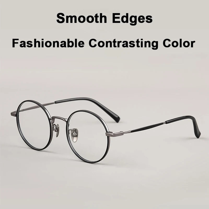 Ultra-Light Retro Round Eyeglasses | Stylish Titanium Frames