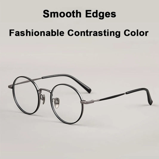 Gafas redondas retro ultraligeras | Montura elegante de titanio