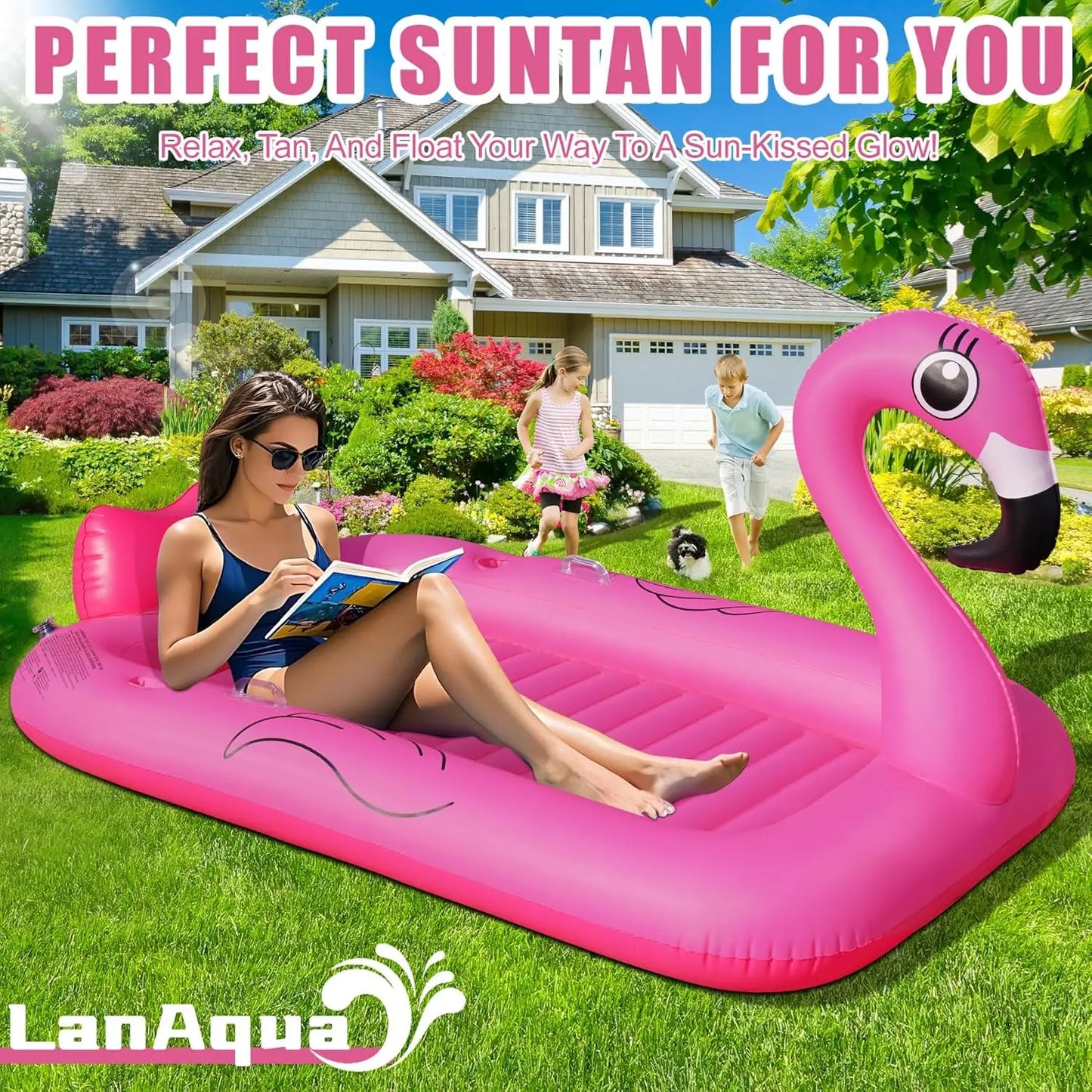 Flamingo Inflatable Tanning Pool Lounger | Fun Sunbathing Float
