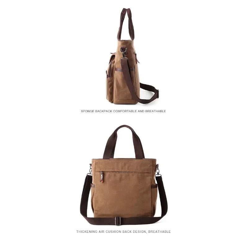 Men's Vintage Canvas Shoulder Bag | Large Capacity Briefcase