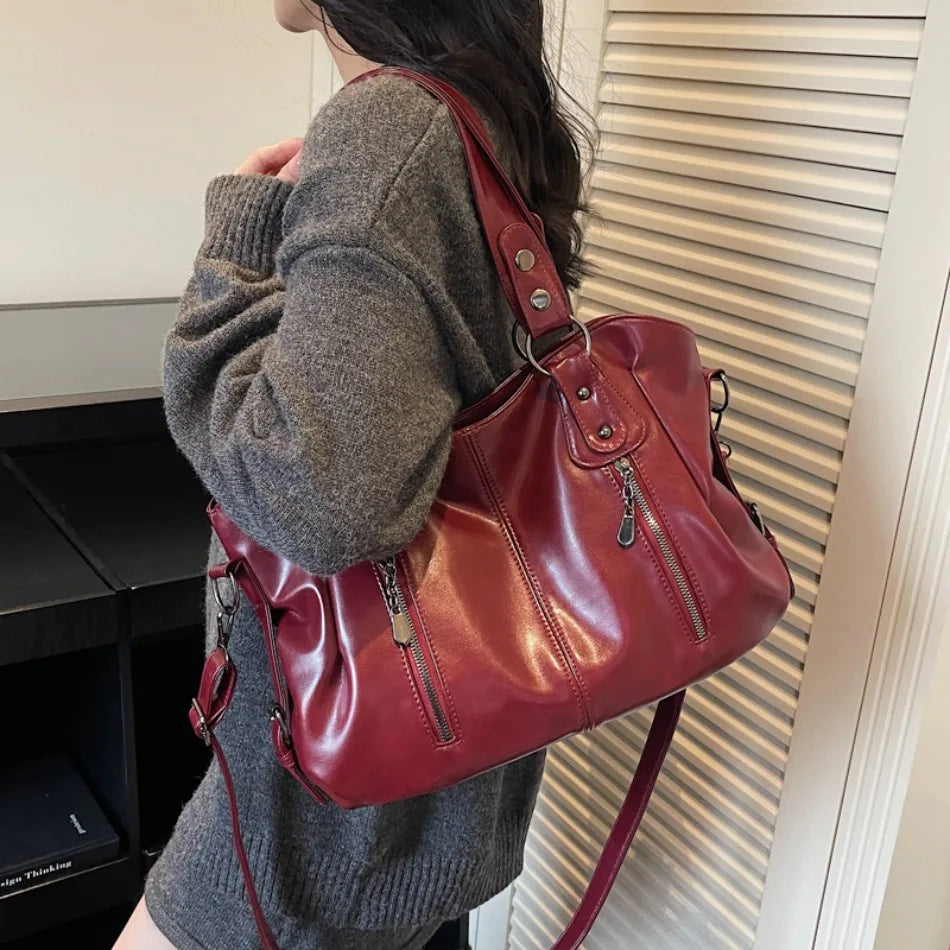 Large Capacity Shoulder Bag | Stylish PU Leather Tote for Women