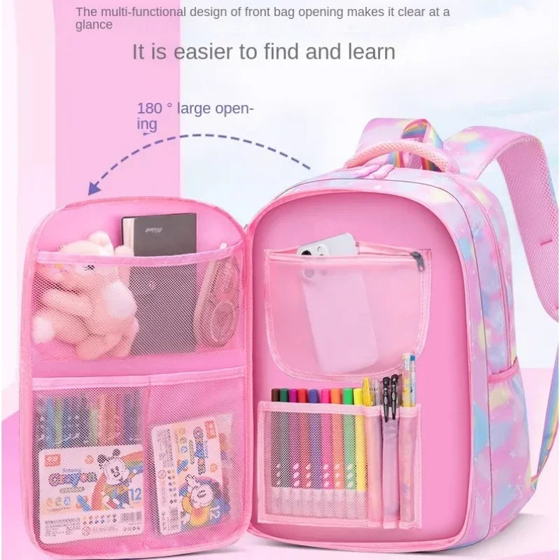 Cute Waterproof Rainbow Backpack for Girls | Spine Support Design