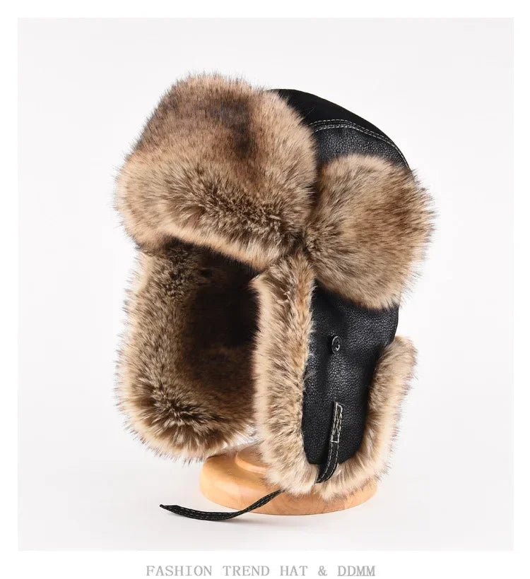 Plus Size Faux Fur Bomber Hat | Winter Windproof Trapper Cap