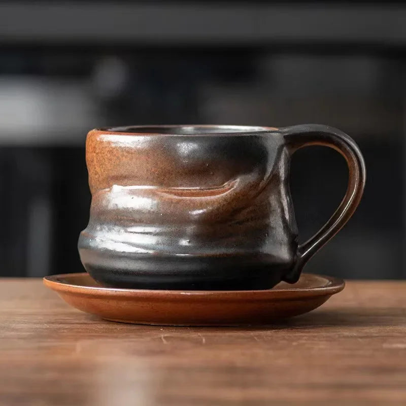 Taza de Cerámica Creativa | Taza de Café de Diseño Japonés Minimalista