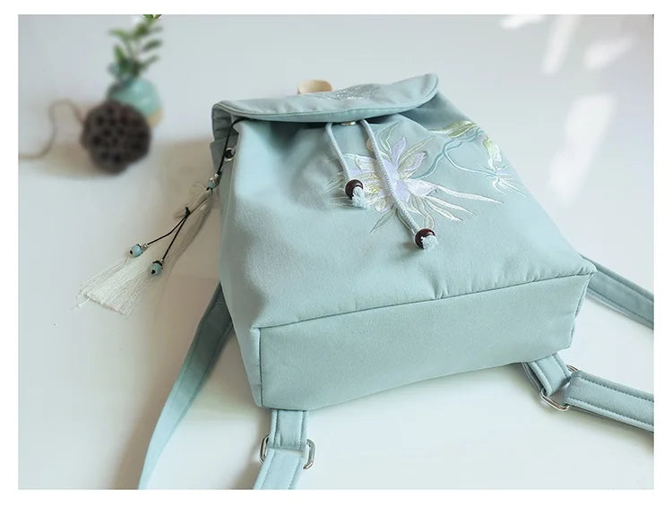 Mochila de 15 pulgadas estilo retro chino | Mochila bordada hecha a mano