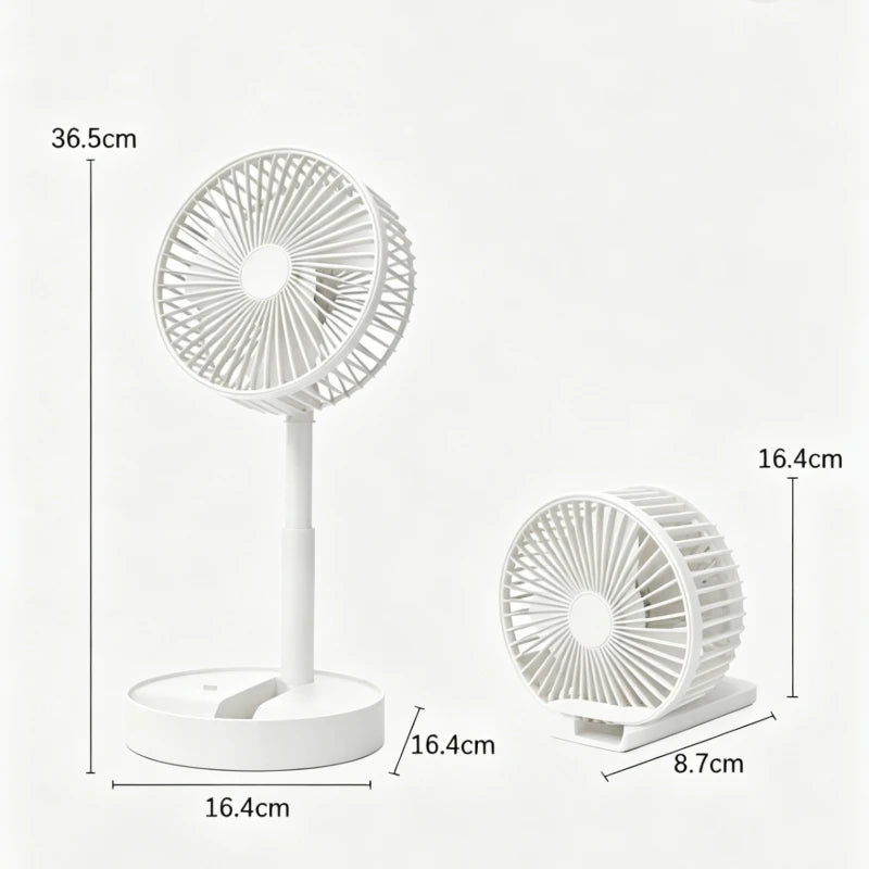 Portable Mini Desk Fan with Built-In Phone Stand | USB Rechargeable