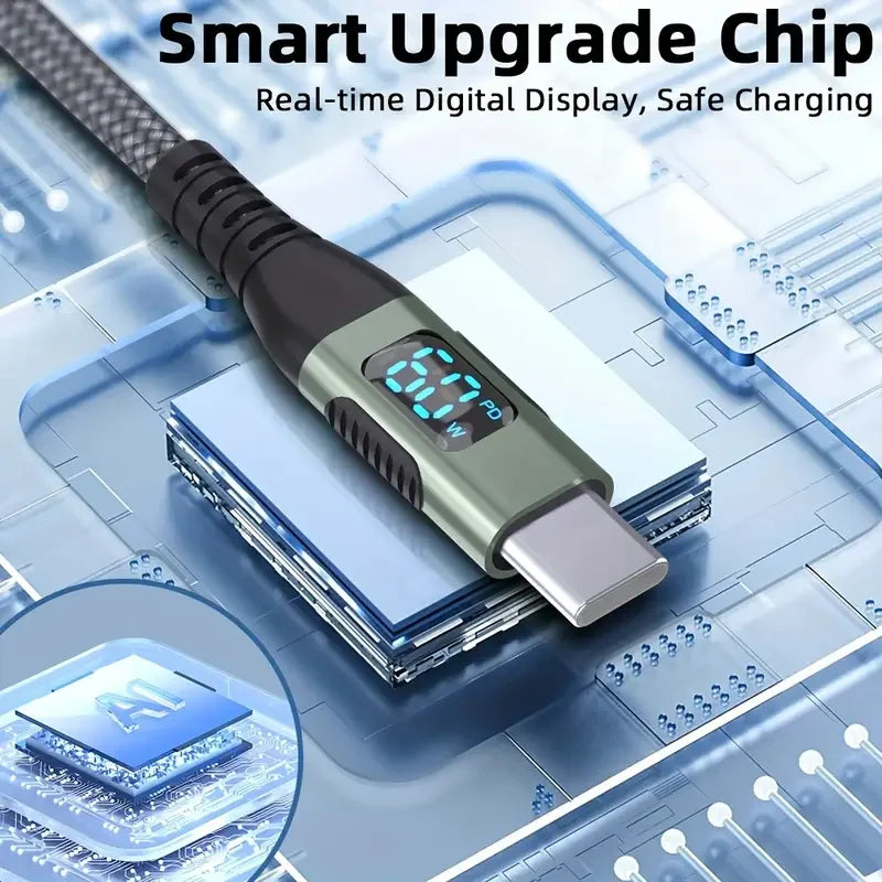 High Speed USB Type-C Fast Charging Cable with Digital Display