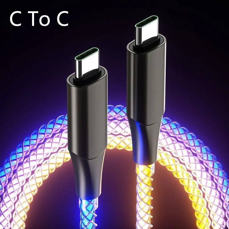 1M Type C to Type C Fast Charging Cable | RGB Luminous Data Cord