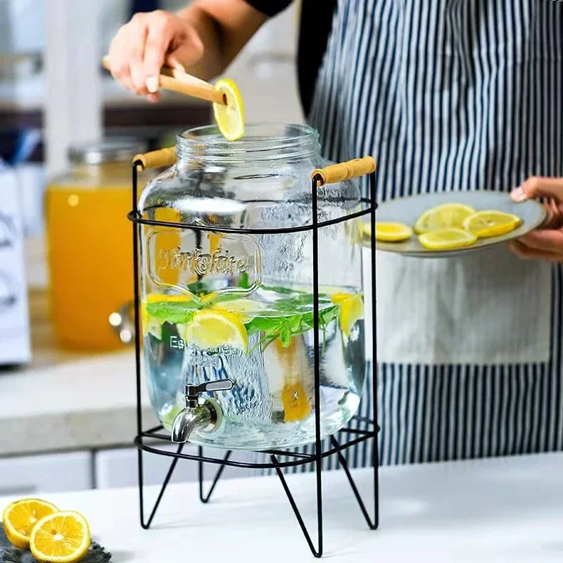 Elegant 4L Glass Beverage Dispenser with Stand & Tap
