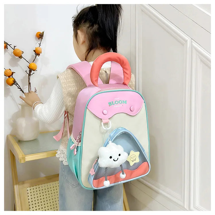 Lightweight Contrast Color Kindergarten Backpack | Cute Stylish Kids Bag