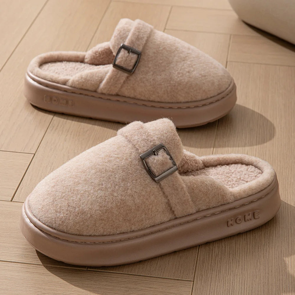 Couples Plush Fleece Slippers | Warm Non-Slip House Shoes