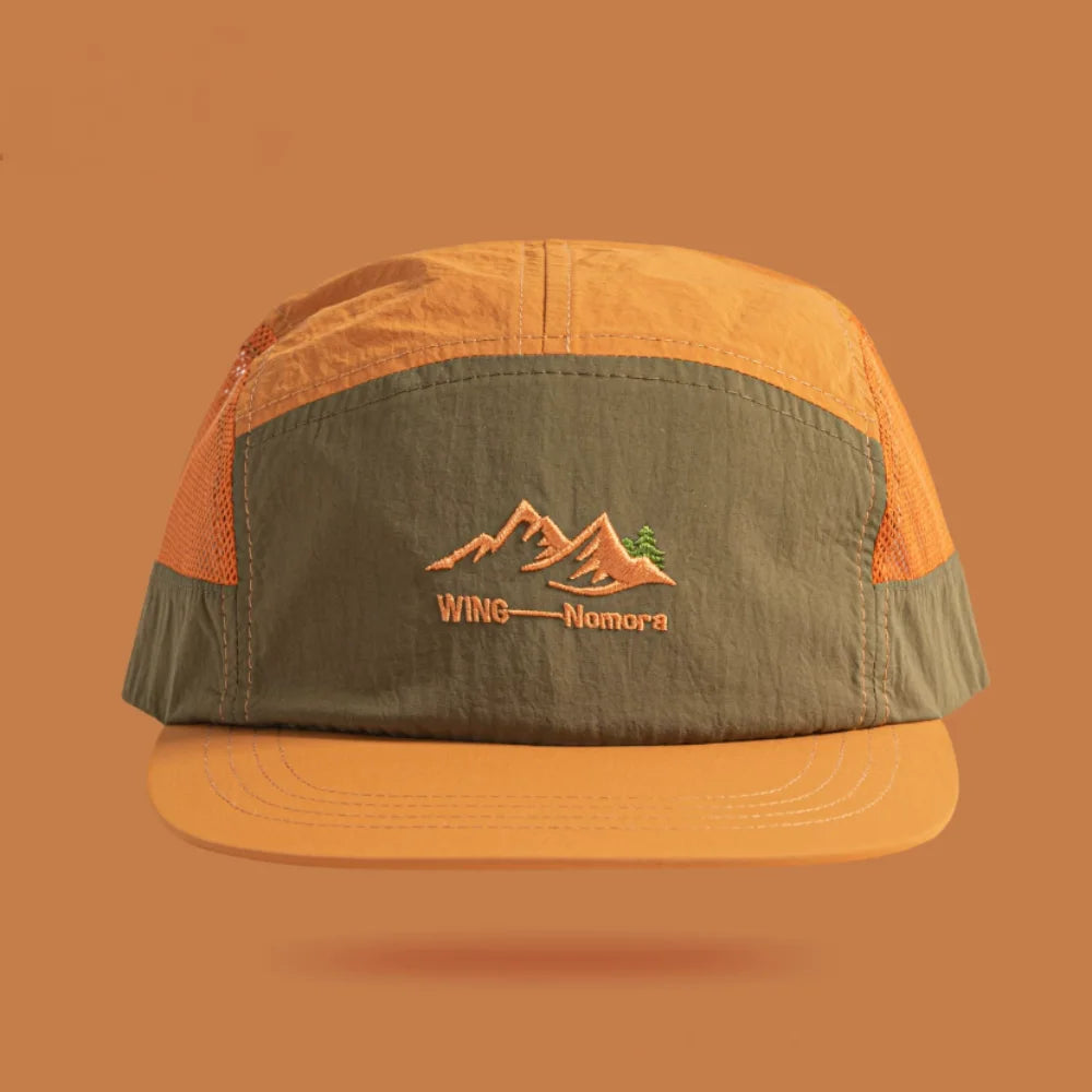 5 Panel Baseball Cap Nylon Mesh Embroidery Letter Color Block Hat for Men Women Outdoor Running Sport Cap