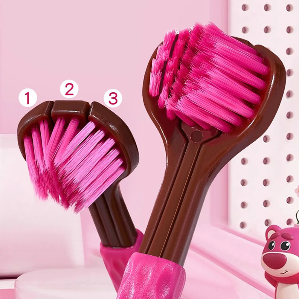 Three-Sided Soft Toothbrush Set with Travel Case & Floss