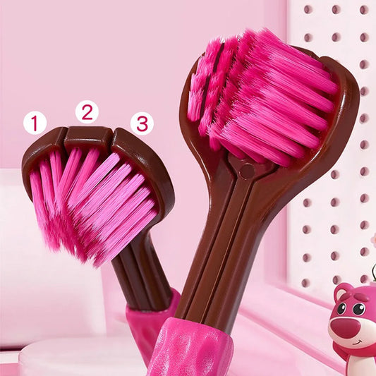 Set de cepillos de dientes suaves de tres lados con estuche de viaje e hilo dental