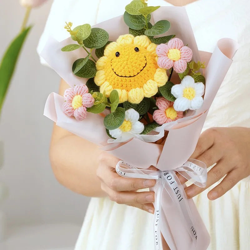 Ramo de Flores de Ganchillo de Hilo Hecho a Mano | Decoración Floral Eterna