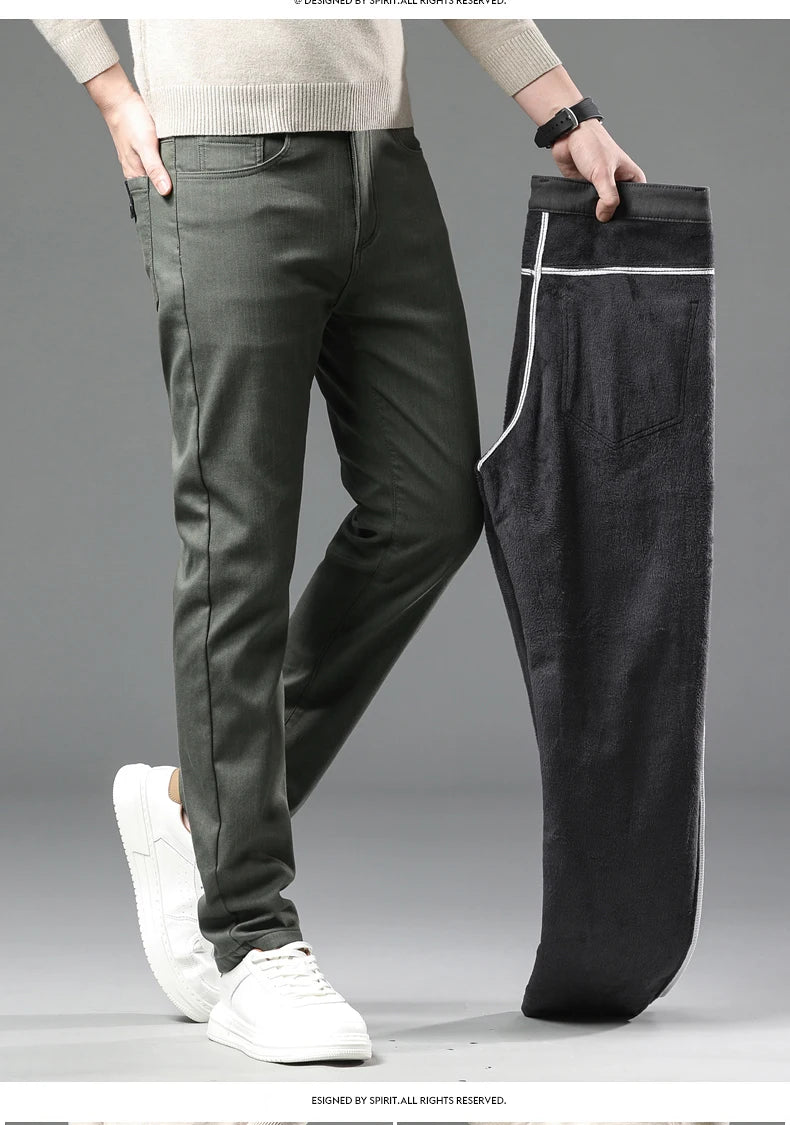 Men's Winter Fleece Pants | Thick Warm Casual Velvet Trousers