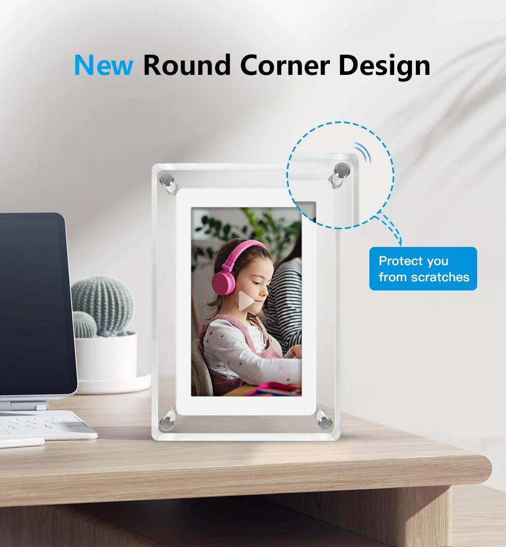 5-Inch Acrylic Digital Photo Frame | USB Charging & Video Playback