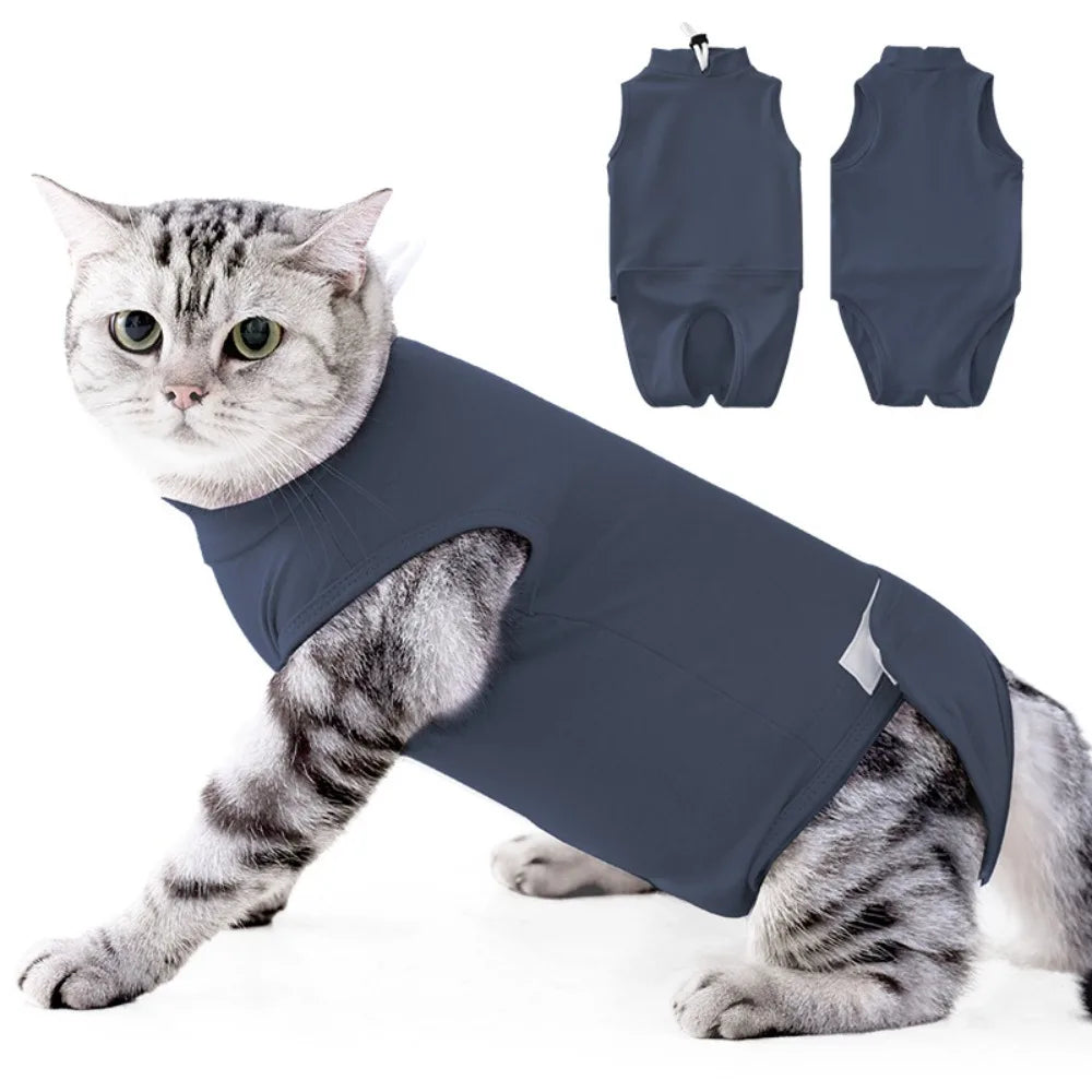 Traje de recuperación para gatos suave y transpirable | Traje ajustable anti-lamido