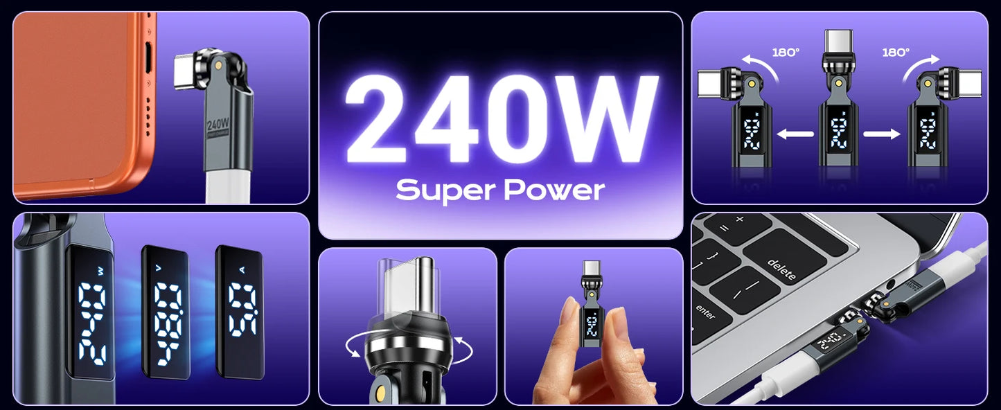 USB C OTG Adapter with Digital Display | Fast 5A Charging Converter