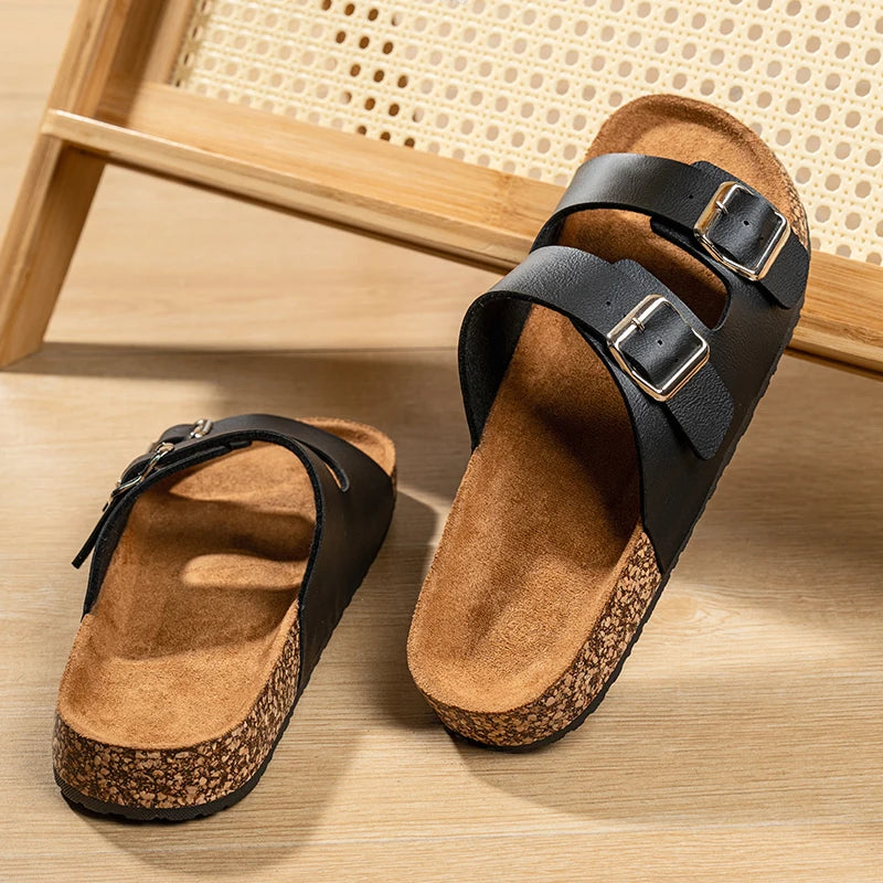 Comfortable Unisex Summer Cork Slippers for Outdoor Use