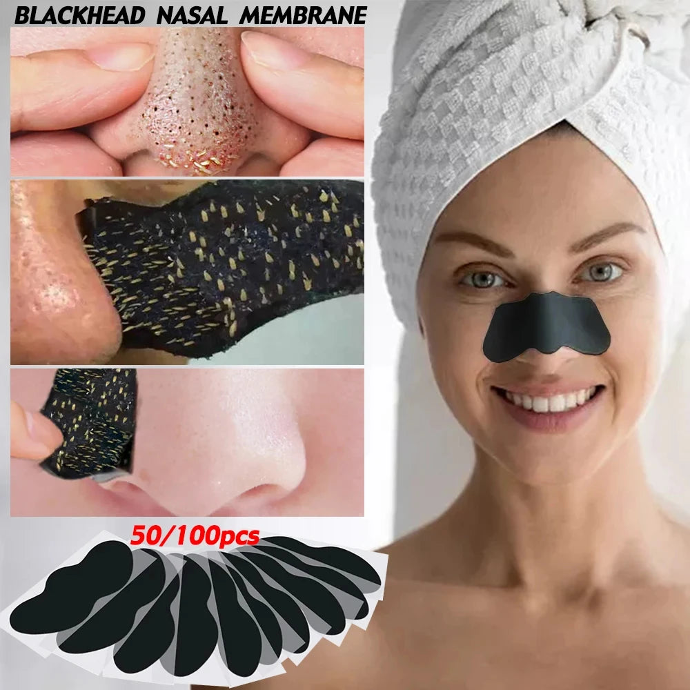 50/100PCS Charcoal Nose Strips for Blackhead Removal & Acne Treatment