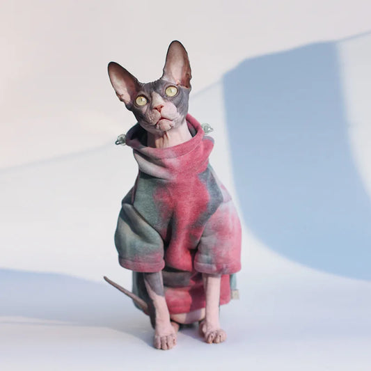 Sudadera con capucha cálida con forro polar para gatos sin pelo y perros pequeños