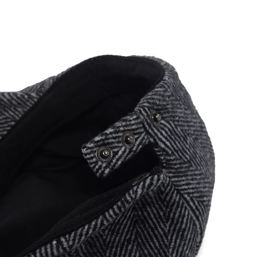 Unisex Vintage Herringbone Beret | Stylish Warm Newsboy Cap