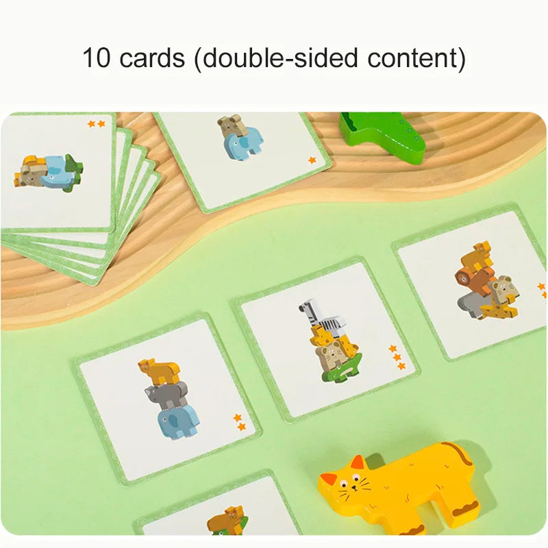 Educational Wooden Animal Stacking Block Game | Enhance Cognitive Skills