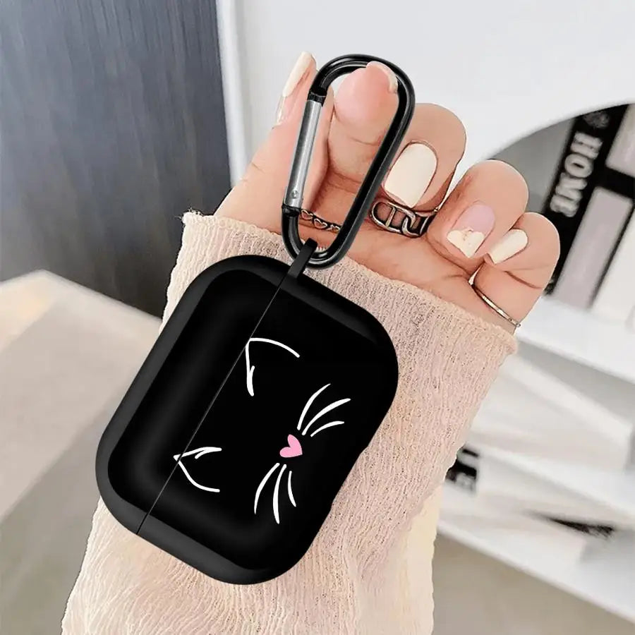 Bonitas fundas para auriculares con orejas de gato | Protección elegante para tus AirPods