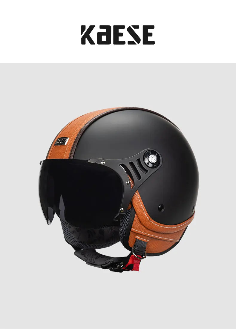 Half Face Double Lens Motorcycle Helmet | Stylish & Safe