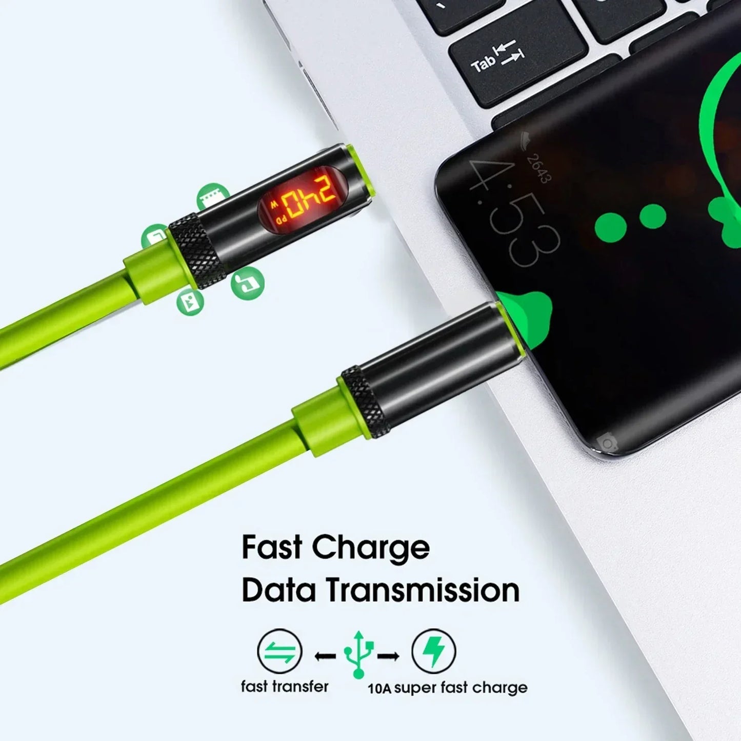 USB C Fast Charging Cable with LED Display | 100W & 240W