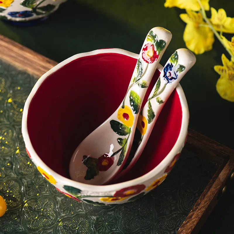 Cucharas de cerámica de estilo japonés para sopa | Elegante vajilla de cocina