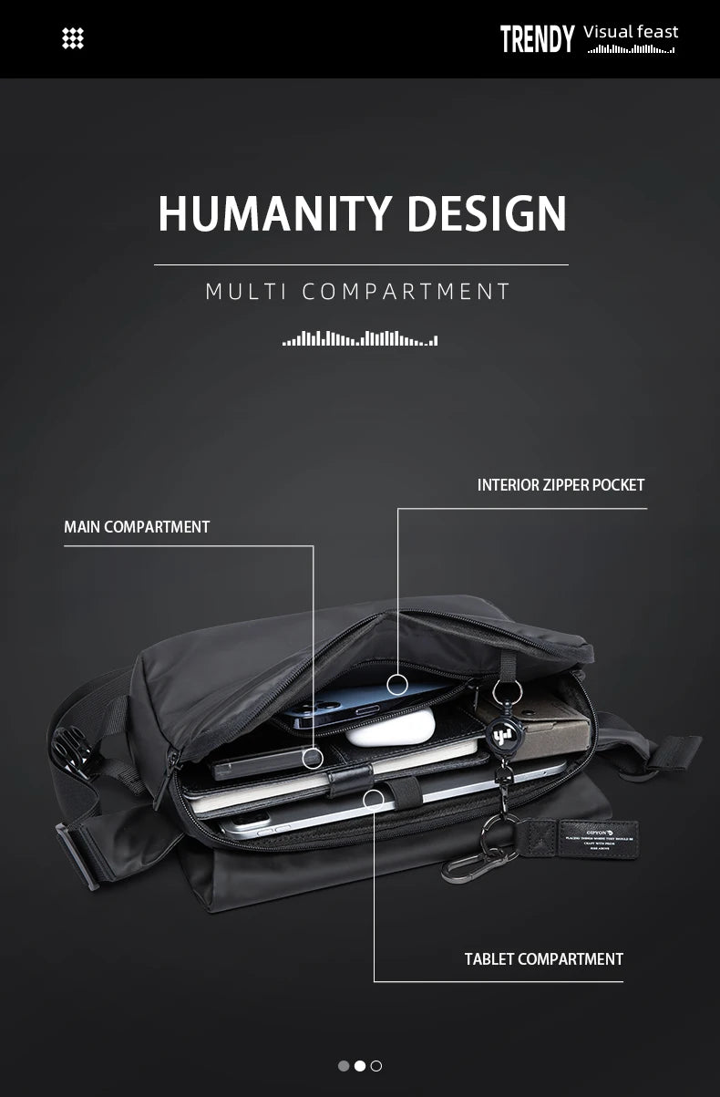 Waterproof Minimalist Men's Crossbody Messenger Bag for Travel
