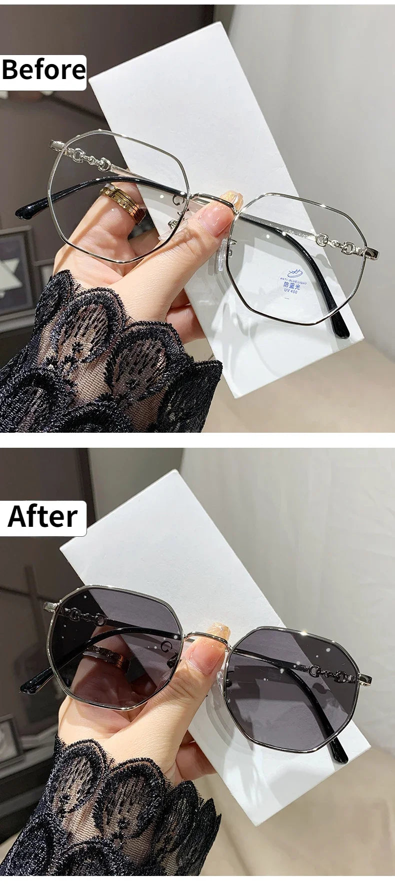 Oversized Photochromic Myopia Eyewear | Stylish Comfort & Relief