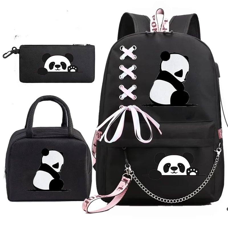 Adorable 3D Panda School Bag Set for Teens | Stylish & Practical