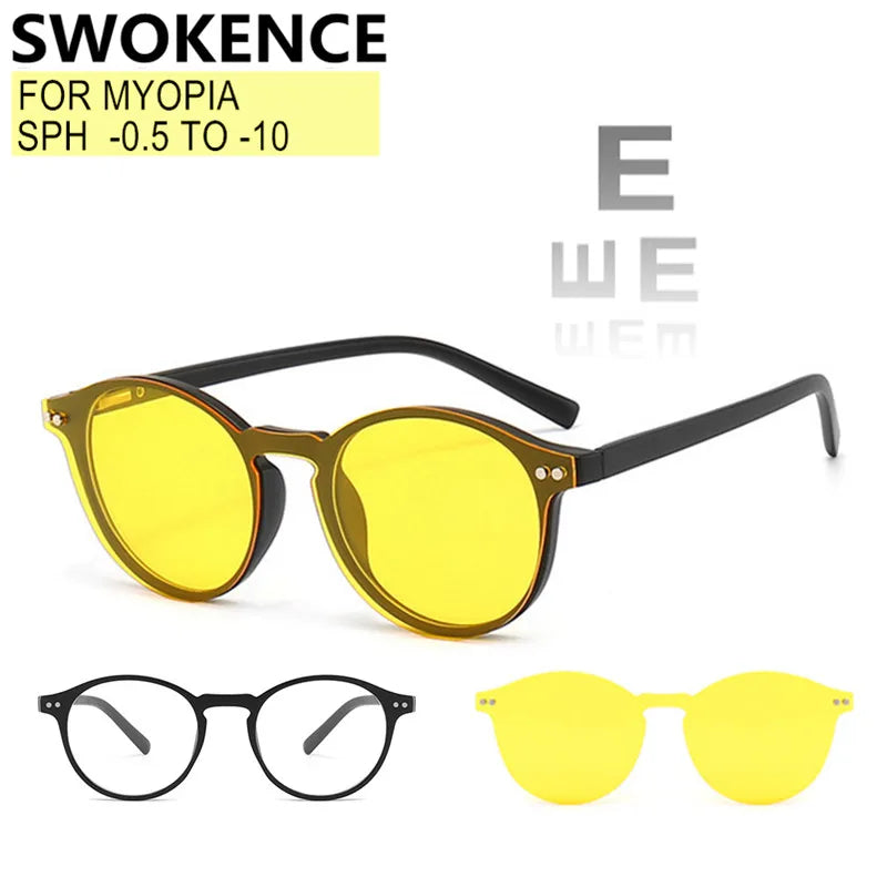 Custom Myopia Glasses with Polarized Clips | Stylish Vision Solution