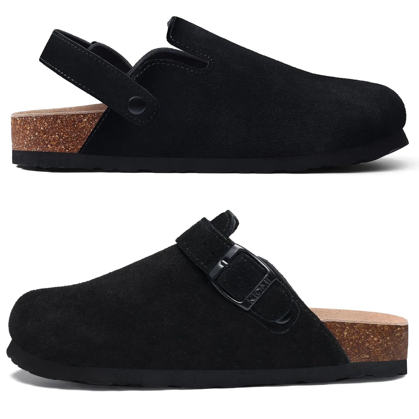 Women's Genuine Leather Clogs with Cork Footbed | Slip-On Comfort Slippers