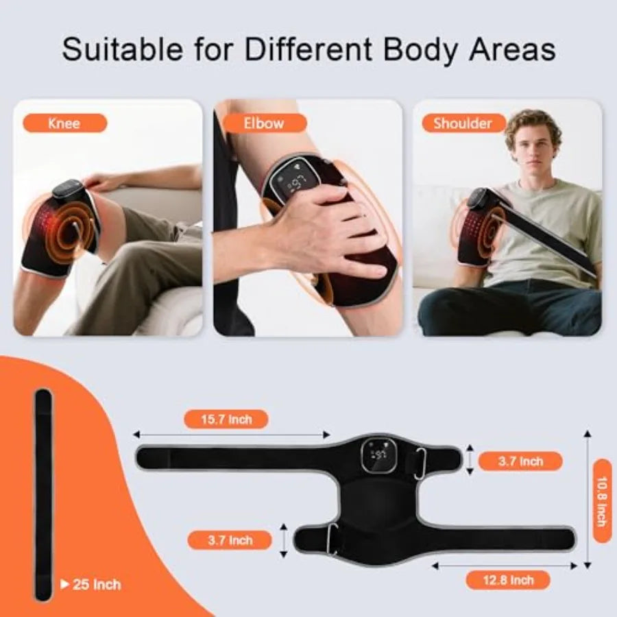 Cordless Red Light Therapy Knee Massager | Heated & Vibrating Relief