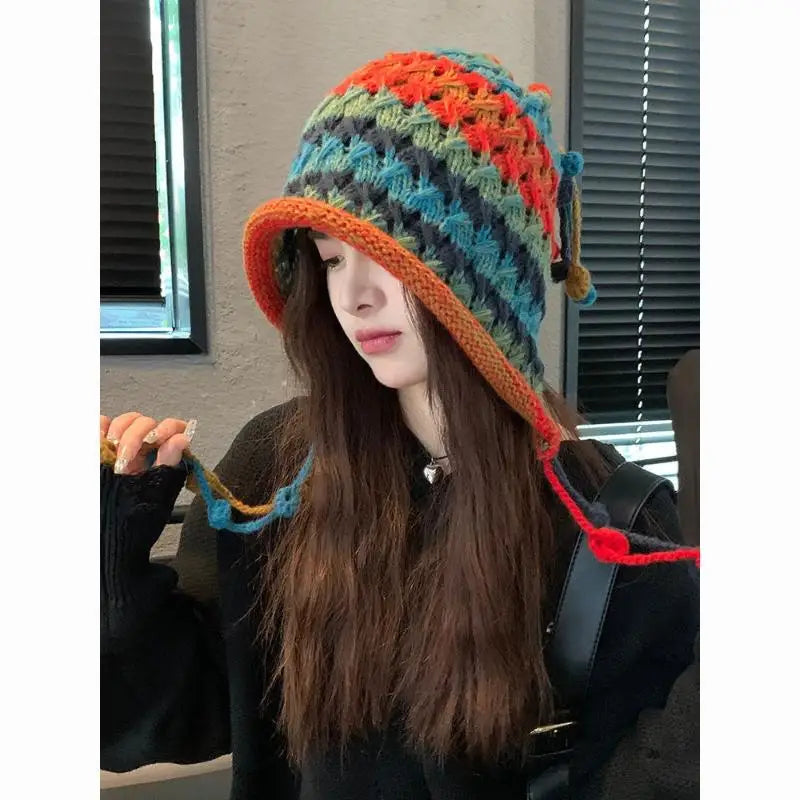 Women's Cute Bear Plush Knitted Hat | Cozy Winter Beanie