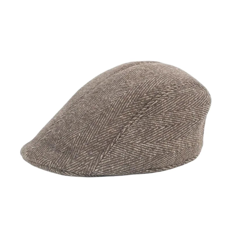Men's Winter Beret Cap | Warm Plaid Military Hat for Casual Wear