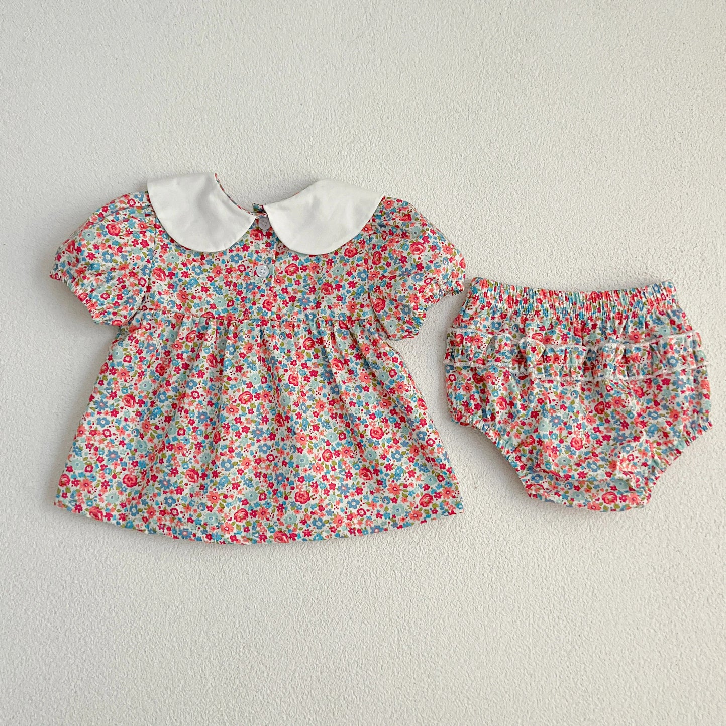 Summer Baby Girls Clothing Set | Floral Puff Sleeve Outfit