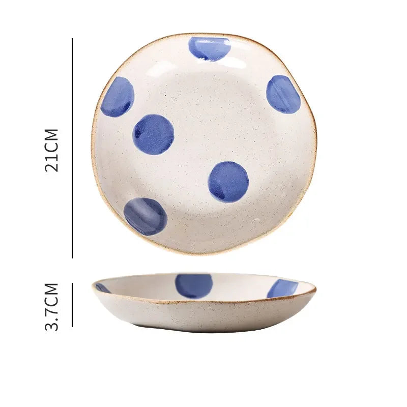 Hand-Painted Floral Ceramic Deep Plates | Vintage Dinner Dishes