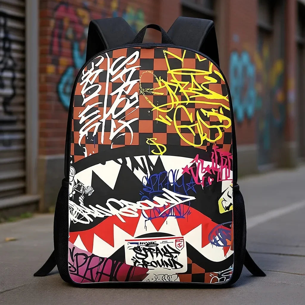 Trendy Kids Graffiti Backpack | Large Capacity Schoolbag for Students
