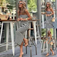 Striped V-Neck Pullover Dress for Women | Casual Summer Style