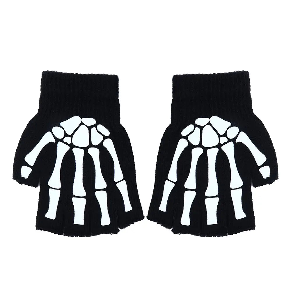 Men's Skull Glow Gloves | Stylish Luminous Half-Finger Mittens