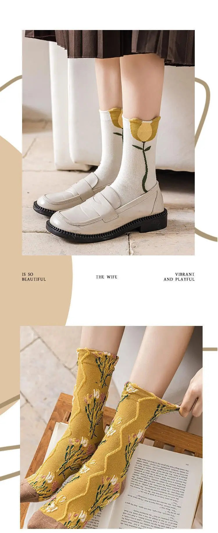 Cute Pink Flower Embroidery Socks for Women | Kawaii Retro Style