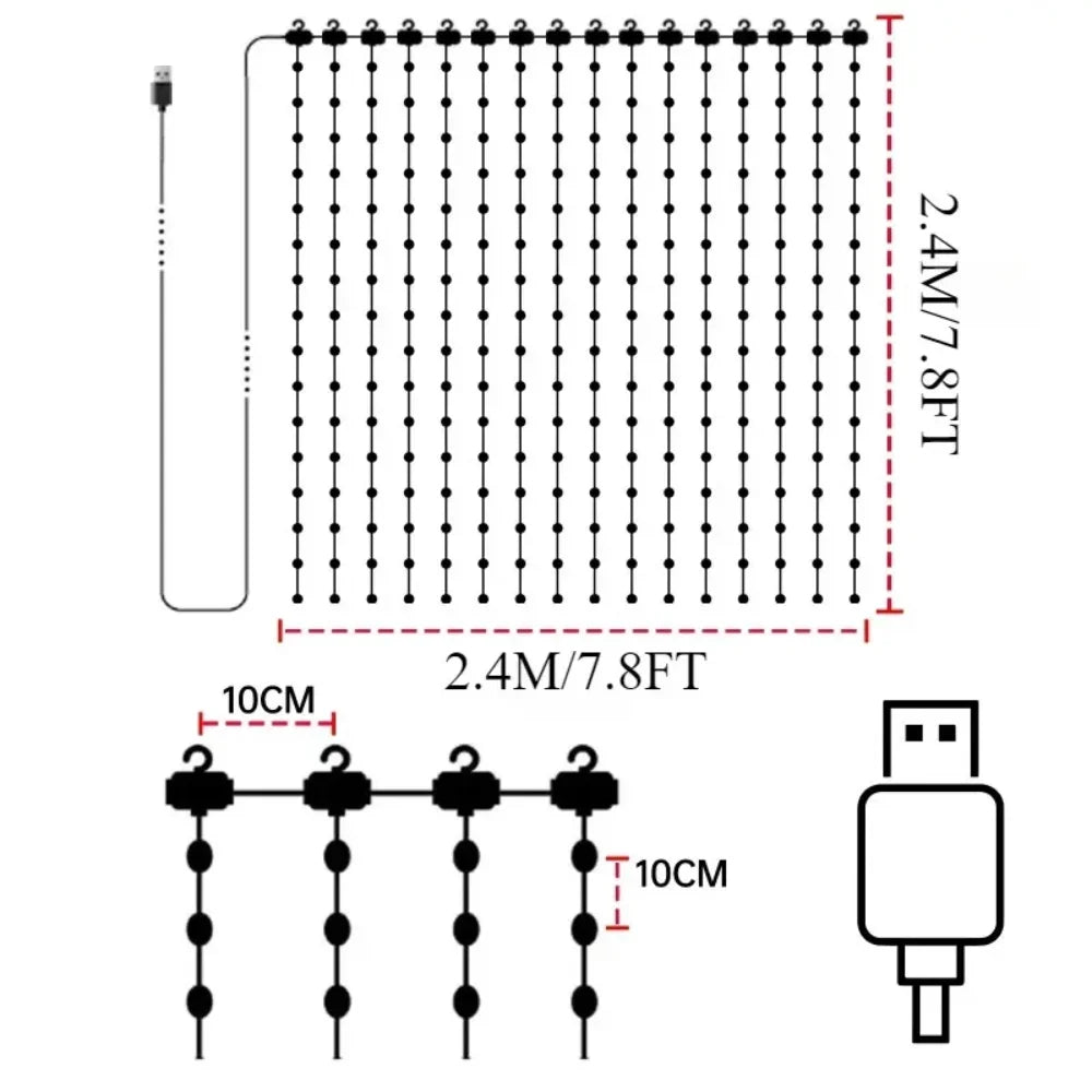 RGB LED Curtain String Lights | Waterproof Smart Fairy Lights