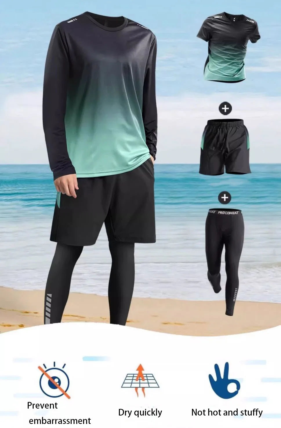 Men's Sun-Protective Long-Sleeve Swimsuit for Ultimate Comfort