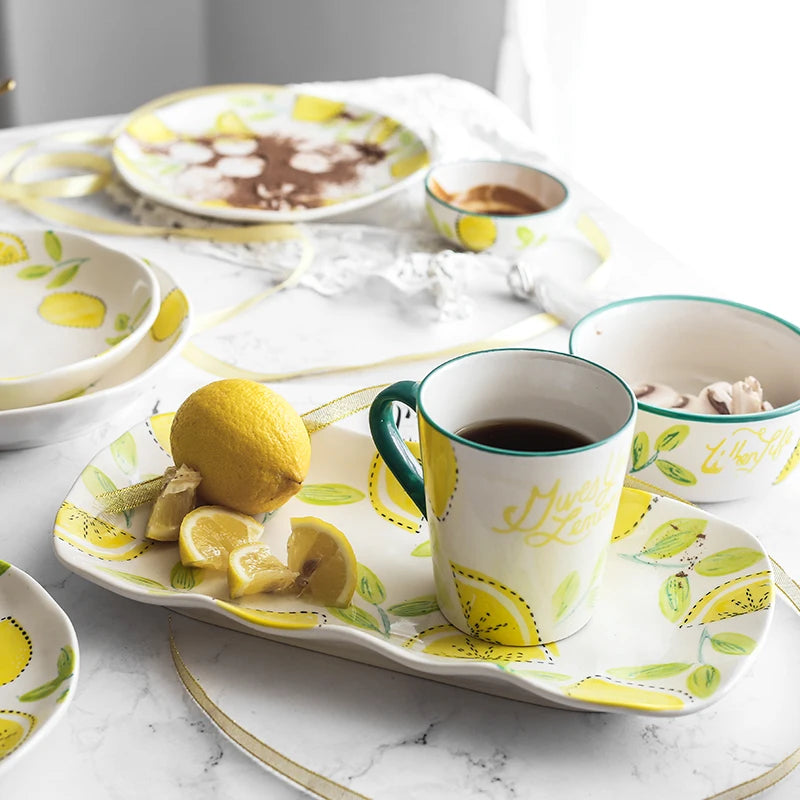 Japanese Style Ceramic Dining Set | Elegant Lemon Collection